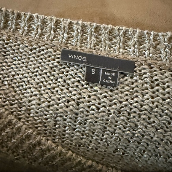 Vince Metallic Cable Knit Sweater - Grey/Gold - Size S - Picture 5 of 7